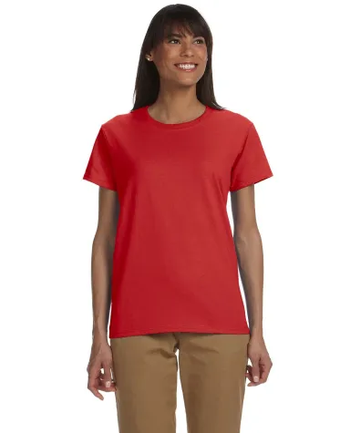 2000L Gildan Ladies' 6.1 oz. Ultra Cotton® T-Shir in Red front view