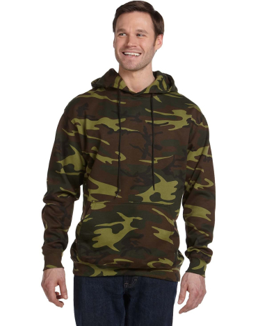 3969 Code V Camouflage Pullover Hooded Sweatshirt  in Green woodland front view