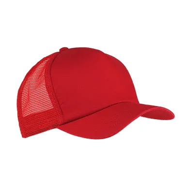 BX010 Big Accessories 5-Panel Twill Trucker Cap in Red front view