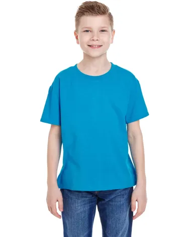 3931B Fruit of the Loom Youth 5.6 oz. Heavy Cotton TURQUOISE HTHR front view
