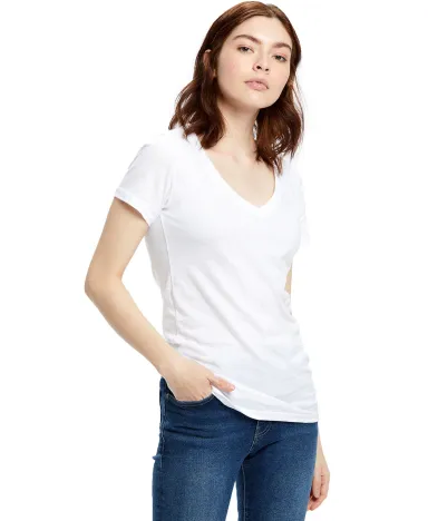 US Blanks US120 Ladies' 4.3 oz. Short-Sleeve V-Nec in White front view