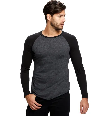US Blanks US6600 Men's 4.3 oz. Long-Sleeve Triblen in Charcoal/ black front view