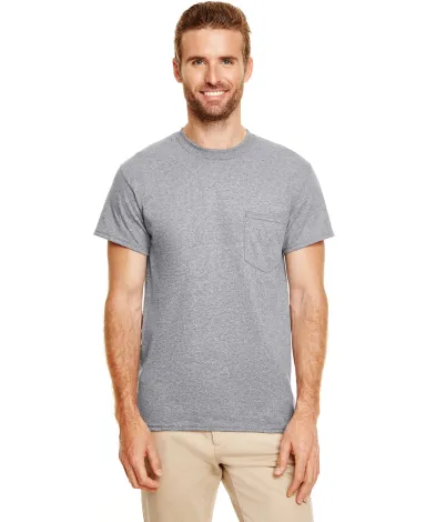 8300 Gildan 5.6 oz. Ultra Blend® 50/50 Pocket T-S in Graphite heather front view