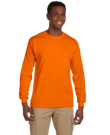 2410 Gildan 6.1 oz. Ultra Cotton® Long-Sleeve Poc in S orange front view