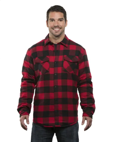 Burnside 8610 Quilted Flannel Jacket in Red/ black front view