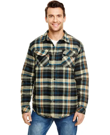 Burnside 8610 Quilted Flannel Jacket in Khaki front view