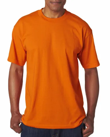 Bayside 1701 USA-Made 50/50 Short Sleeve T-Shirt in Bright orange front view