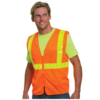 Bayside BA3780 Mesh Safety Vest - Orange in Bright orange front view