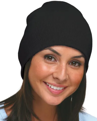 Bayside BA3810 Beanie in Black front view