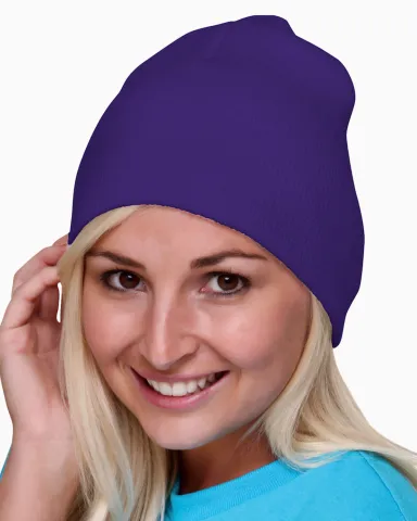 Bayside BA3810 Beanie in Purple front view