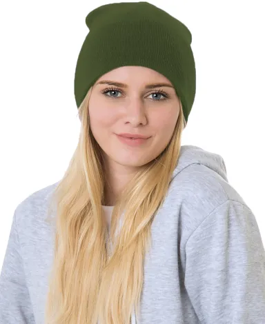Bayside BA3810 Beanie in Military green front view