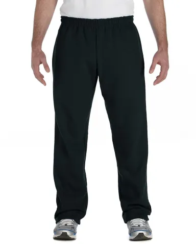 G184 Gildan 7.75 oz., 50/50 Open-Bottom Sweatpants in Black front view