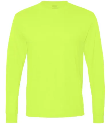 Jerzees 21MLR Dri-Power Sport Long Sleeve T-Shirt SAFETY GREEN front view