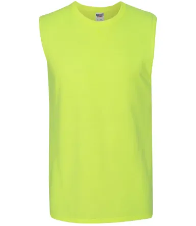 Jerzees 29SR Dri-Power Active Sleeveless 50/50 T-S SAFETY GREEN front view