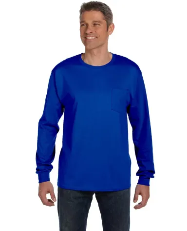 52 5596 Tagless Long Sleeve T-Shirt with a Pocket in Deep royal front view