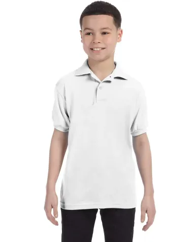 52 054Y Youth EcosmartÂ® Jersey Sport Shirt in White front view
