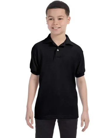 52 054Y Youth EcosmartÂ® Jersey Sport Shirt in Black front view