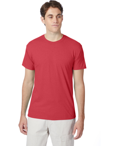 Hanes 42TB X-Temp Triblend T-Shirt with Fresh IQ o in Red triblend front view