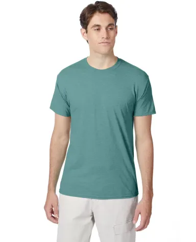 Hanes 42TB X-Temp Triblend T-Shirt with Fresh IQ o in Green clay hthr front view