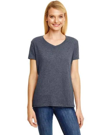 Hanes 42VT Women's V-Neck Triblend Tee with Fresh  in Slate triblend front view