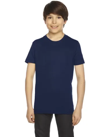 BB201W Youth Poly-Cotton Short-Sleeve Crewneck NAVY front view