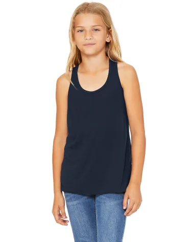 8800Y Bella + Canvas Youth Flowy RacerbackTank in Midnight front view