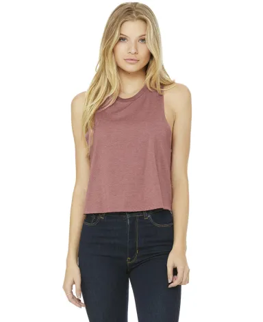 6682 Women's Racerback Cropped Tank in Heather mauve front view