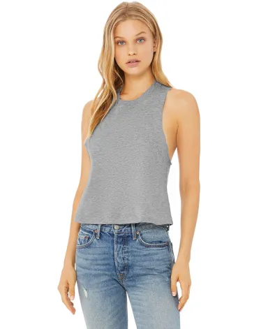 6682 Women's Racerback Cropped Tank in Athletic heather front view