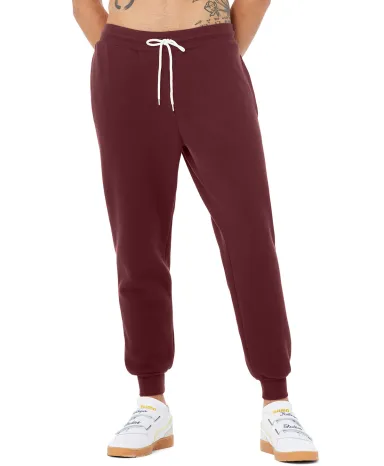 3727 Bella + Canvas Unisex Sponge Fleece Jogger Sw in Maroon front view