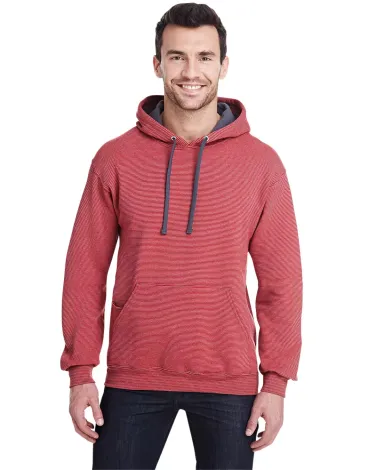 50 SF77R Sofspun® Microstripe Hooded Pullover Swe FIREBRICK STRIPE front view