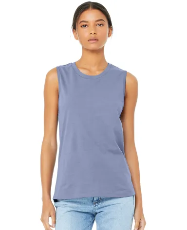 Women's Long Muscle Tank in Lavender blue front view