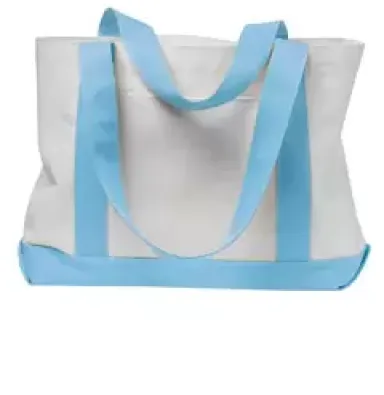 Liberty Bags 7002 P & O Cruiser Tote WHITE/ LT BLUE front view