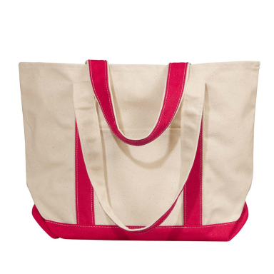 Liberty Bags 8871 16 Ounce Cotton Canvas Tote in Natural/ red front view