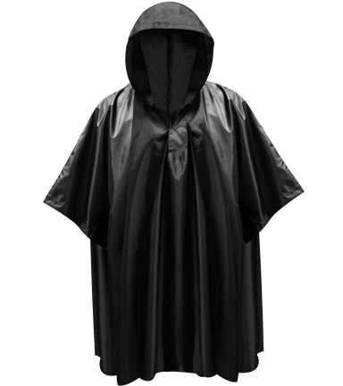 Liberty Bags A-001 Rain Poncho in Black front view