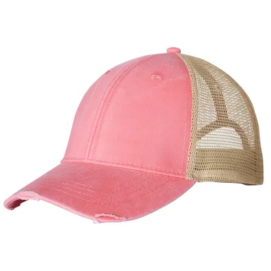 Ollie Cap in Coral/ tan front view