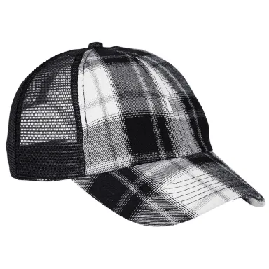 Vibe Cap in White/ blk plaid front view