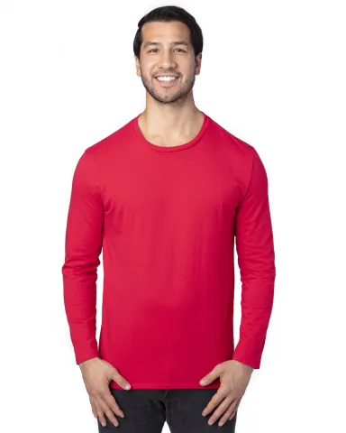 Threadfast Apparel 100LS Unisex Ultimate Long-Slee in Red front view