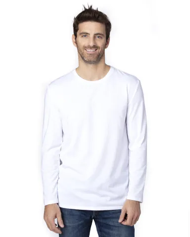 Threadfast Apparel 100LS Unisex Ultimate Long-Slee in White front view