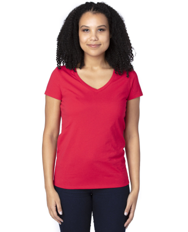 Threadfast Apparel 200RV Ladies' Ultimate V-Neck T in Red front view