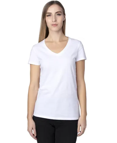 Threadfast Apparel 200RV Ladies' Ultimate V-Neck T WHITE front view