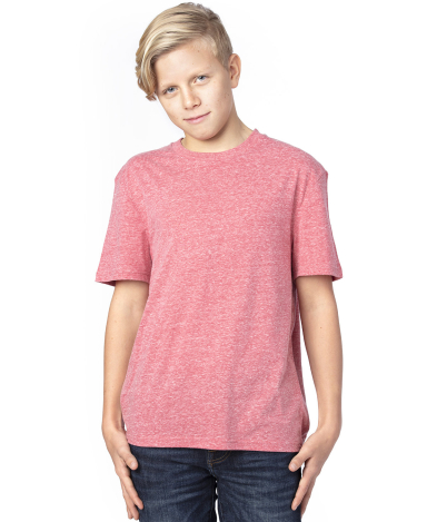 Threadfast Apparel 602A Youth Triblend T-Shirt in Red triblend front view