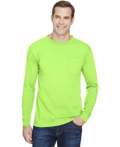 Bayside Apparel 3055 Union-Made Long Sleeve T-Shir in Lime green front view