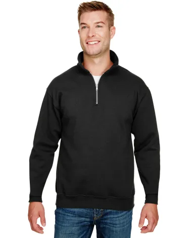 Bayside Apparel 920 USA-Made Quarter-Zip Pullover  in Black front view