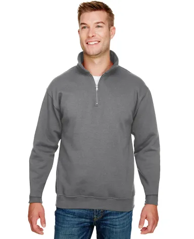 Bayside Apparel 920 USA-Made Quarter-Zip Pullover  in Charcoal front view