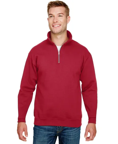 Bayside Apparel 920 USA-Made Quarter-Zip Pullover  in Cardinal front view