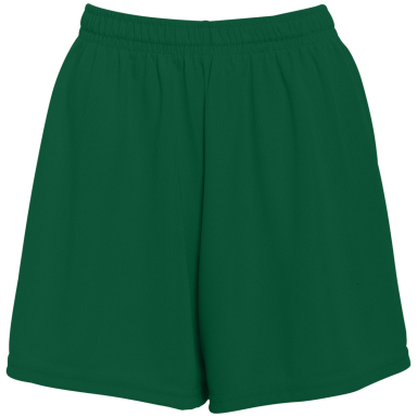 Augusta Sportswear 961 Girls' Wicking Mesh Short in Dark green front view