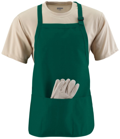 Augusta Sportswear 4250 Medium Length Apron with P in Dark green front view