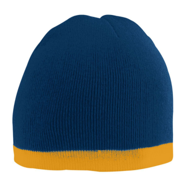 Augusta Sportswear 6820 Two-Tone Knit Beanie in Navy/ gold front view