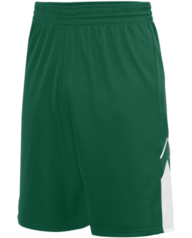 Augusta Sportswear 1168 Alley-Oop Reversible Short in Dark green/ wht front view