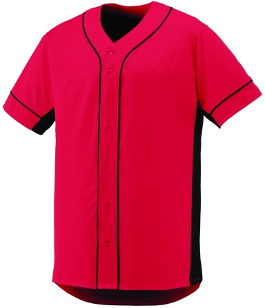 Augusta Sportswear 1661 Youth Slugger Jersey in Red/ black front view